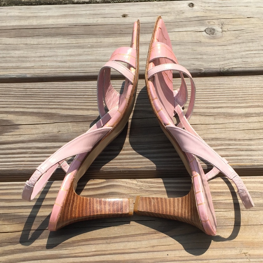 💲SOLD Bebe Pink Genuine Leather crocodile sandals - Picture 6 of 8